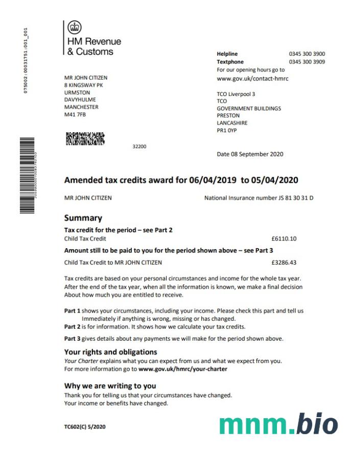 Wielka Brytania HM Revenue & Customs wyciąg bankowy łatwy do wypełnienia szablon w formacie Word i PDF
